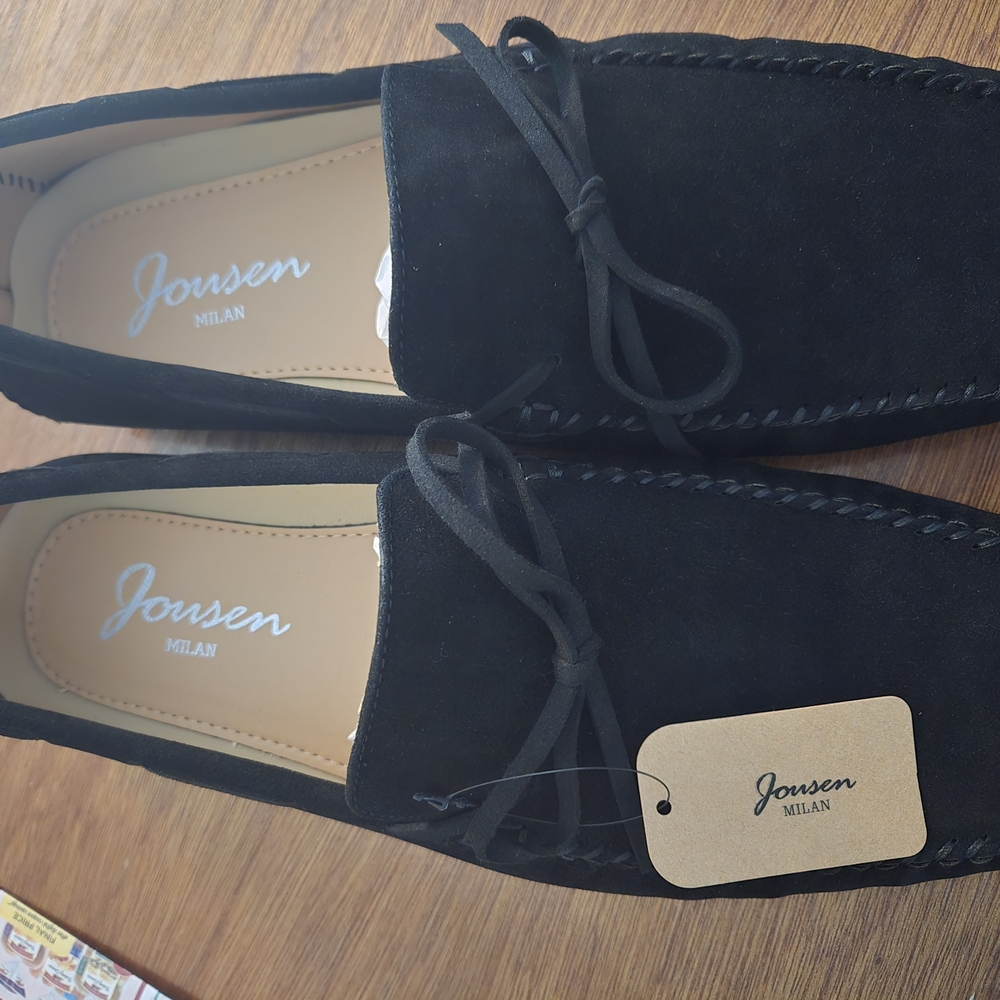 Black Suede Slip-On Loafers with Moccasin Stitching MEN'S 11.5